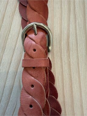Braided Leather Men's Belt in Rust Brown